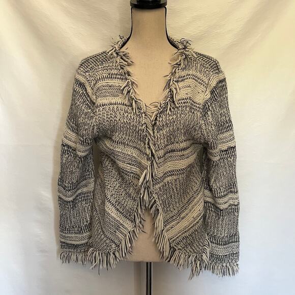 Dolce Cabo Fringe Cardigan Womens Sweater Sz Large Boho Western Festival Cottage - Picture 9 of 9